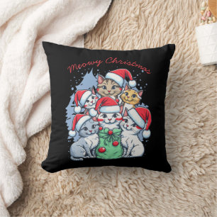 Cats Merry Christmas, Meowy Christmas, Funny Gift Throw Pillow