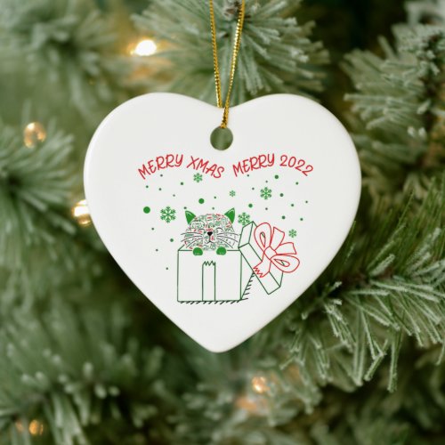 Cats Merry Xmas Merry 2022 Ceramic Ornament