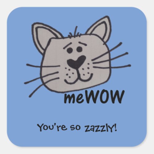 Cats meWOW Customizable Good Job Sticker Square