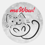 Cat&#39;s Mewow Sparkle Customizable Good Job Sticker at Zazzle