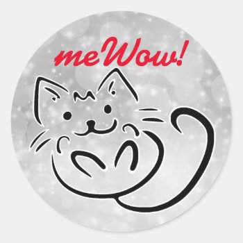 Cat's Mewow Sparkle Customizable Good Job Sticker by datacats at Zazzle