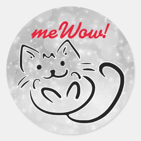 Cat's Mewow Sparkle Customizable Good Job Sticker