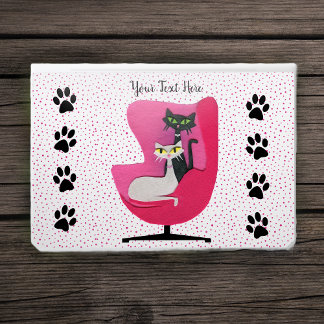 Cats Mid century Pink Chair Polka Dots Paw Prints HP Laptop Skin