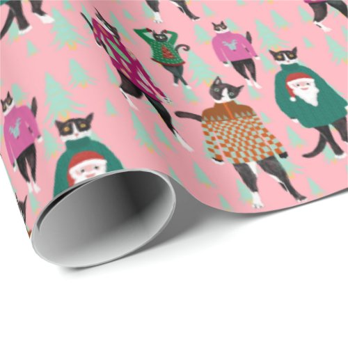 Cats Model Ugly Christmas Sweaters Wrapping Paper