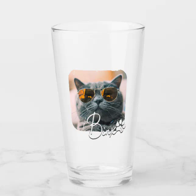 Cat's Modern Simple Cool Grunge Name and Photo Glass | Zazzle