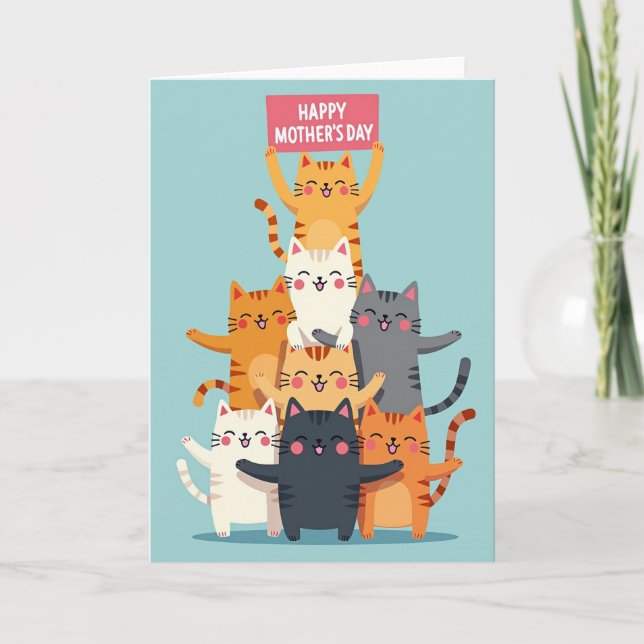 Cats Mothers Day Illustration Card (Front)