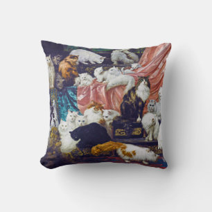 Cats (My Wife's Lovers), Carl Kahler Throw Pillow