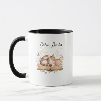 Cats 'n Books Cozy Sleeping Cat Bookish Mug
