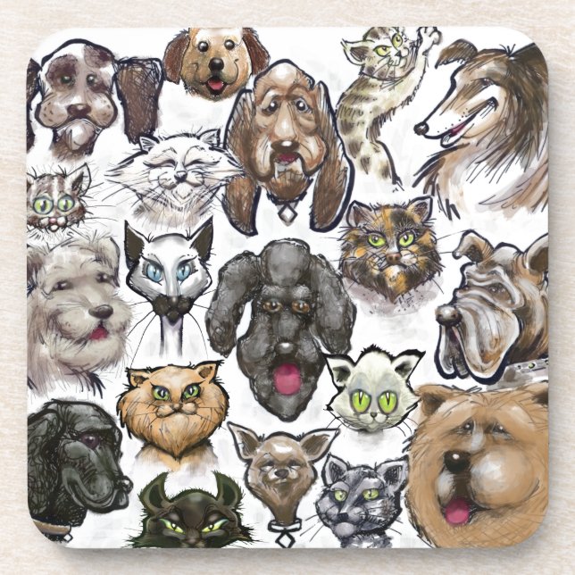 Cats n Dogs Beverage Coaster (Front)