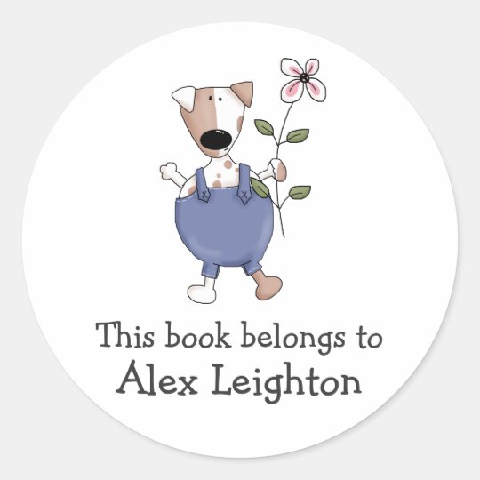 Cats 'n' Dogs · Dog with Flower Classic Round Sticker