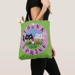 Cats N Tulips Floral Cute Funny Spring Purple Chic Tote Bag