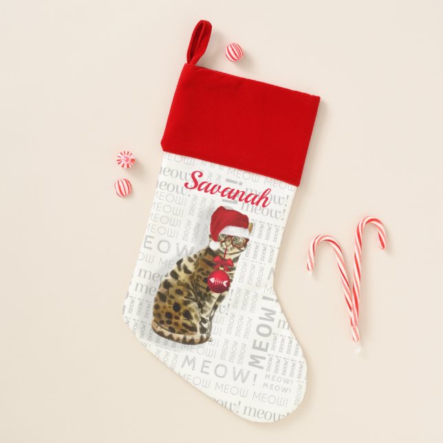 Cat's Name Bengal Cat Breed Christmas Stocking (Front)