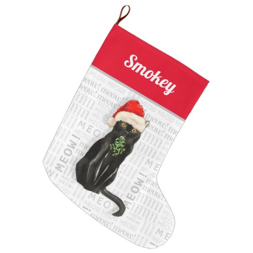 Cats Name Black Bombay Cat Christmas Large Christmas Stocking