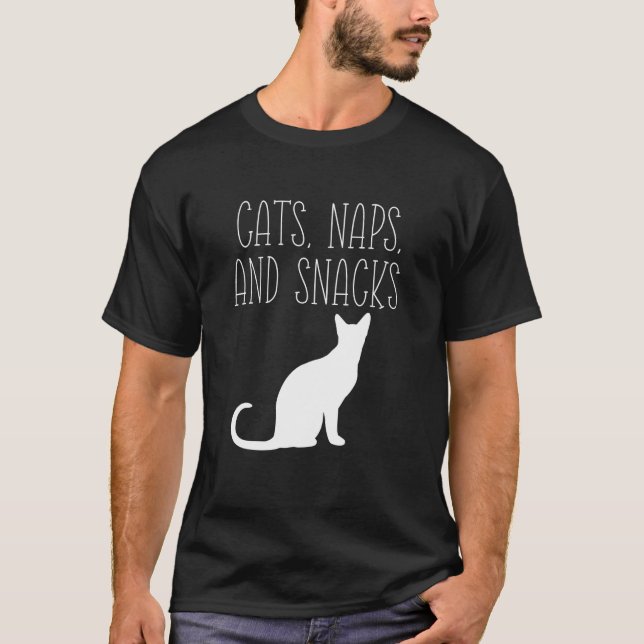 Cats Naps And Snacks Kitty Yoga Funny Idea T-Shirt (Front)