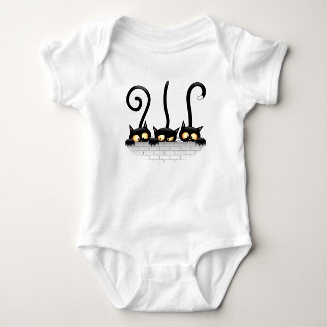 Cats Naughty, Playful and Funny Characters Baby Bodysuit (Front)