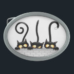 Cats Naughty, Playful and Funny Characters Belt Buckle<br><div class="desc">Three cute and playful Black Kitties,  naughty and fun,  looking like waiting someone passing by,  just to scare him! Original Vector Graphic Art Copyright © BluedarkArt TheChameleonArt.</div>