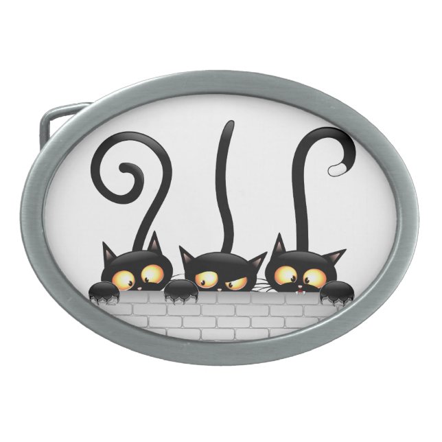 Cats Naughty, Playful and Funny Characters Belt Buckle (Front)