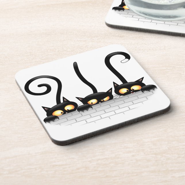 Cats Naughty, Playful and Funny Characters Beverage Coaster (Left Side)