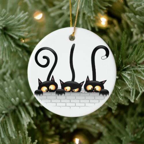 Cats Naughty Playful and Funny Characters Ceramic Ornament