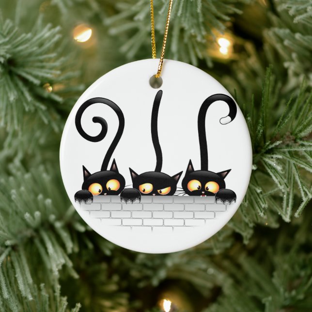 Cats Naughty, Playful and Funny Characters Ceramic Ornament (Tree)