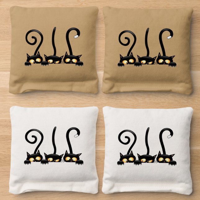 Cats Naughty, Playful and Funny Characters Cornhole Bags (Wood)