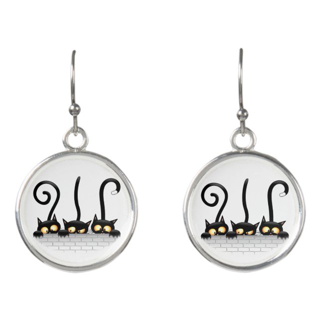 Cats Naughty, Playful and Funny Characters Earrings (Front)