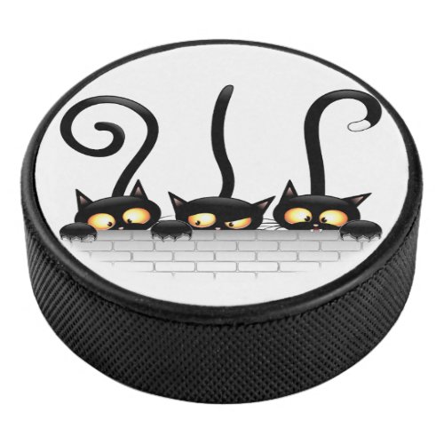 Cats Naughty Playful and Funny Characters Hockey Puck