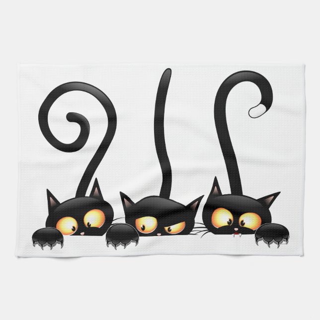 Cats Naughty, Playful and Funny Characters Kitchen Towel (Horizontal)