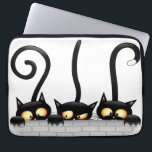 Cats Naughty, Playful and Funny Characters Laptop Sleeve<br><div class="desc">Three cute and playful Black Kitties,  naughty and fun,  looking like waiting someone passing by,  just to scare him! Original Vector Graphic Art Copyright © BluedarkArt TheChameleonArt.</div>