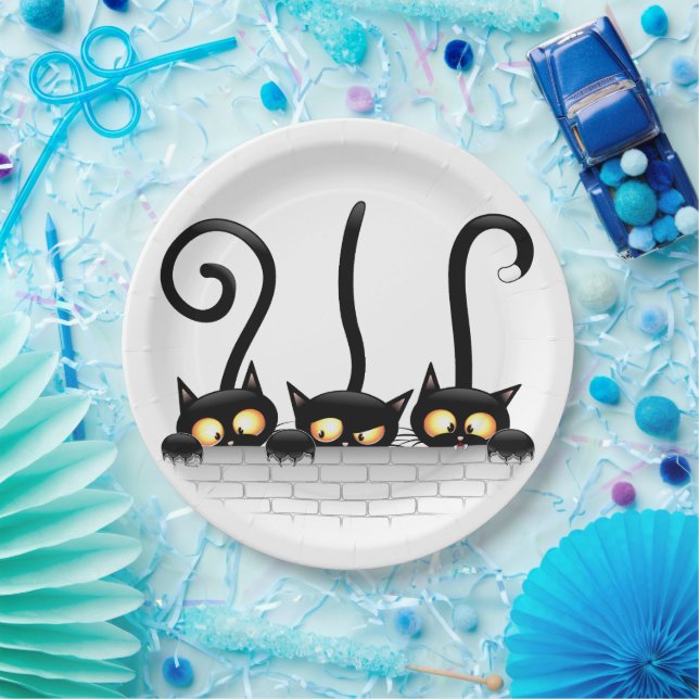 Cats Naughty, Playful and Funny Characters Paper Plates (Party)