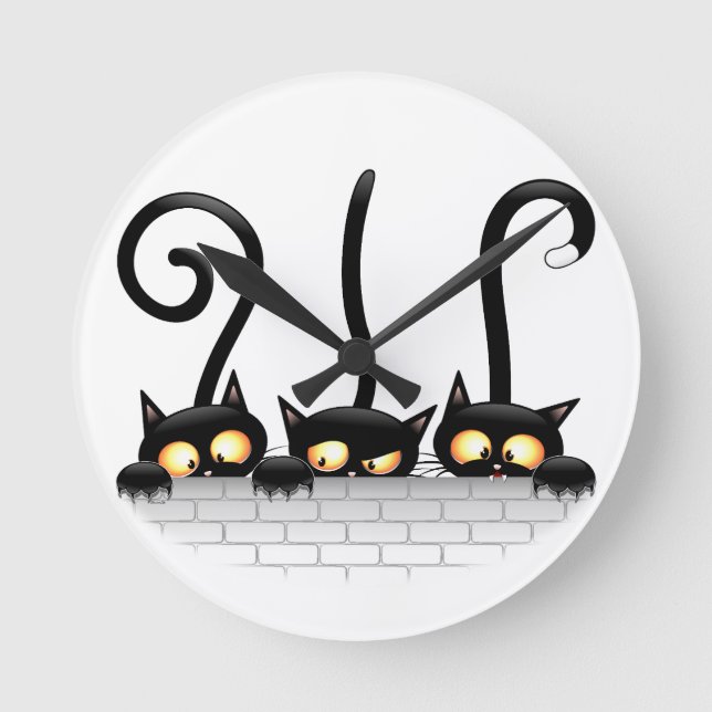 Cats Naughty, Playful and Funny Characters Round Clock (Front)