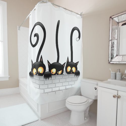 Cats Naughty Playful and Funny Characters Shower Curtain