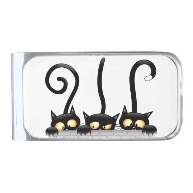 Cats Naughty, Playful and Funny Characters Silver Finish Money Clip (Front)