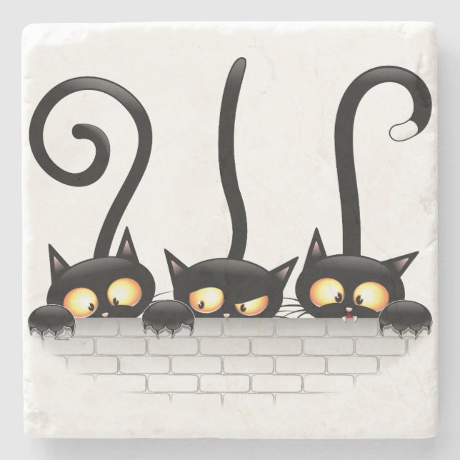 Cats Naughty, Playful and Funny Characters Stone Coaster (Front)