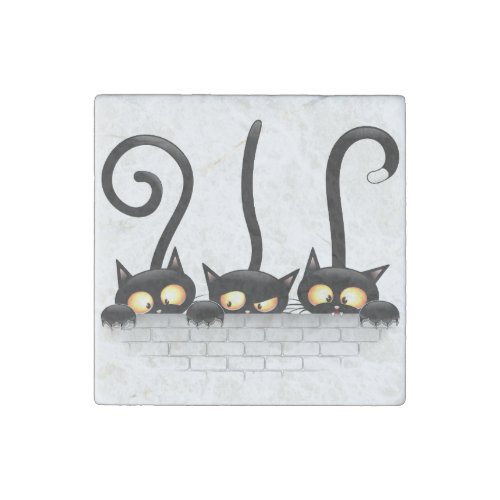Cats Naughty Playful and Funny Characters Stone Magnet