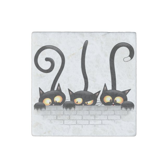 Cats Naughty, Playful and Funny Characters Stone Magnet (Front)