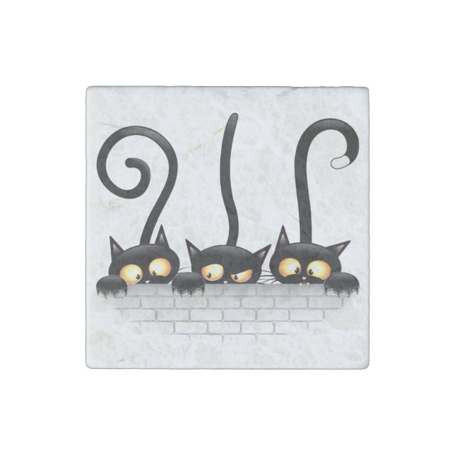 Cats Naughty, Playful and Funny Characters Stone Magnet (Front)