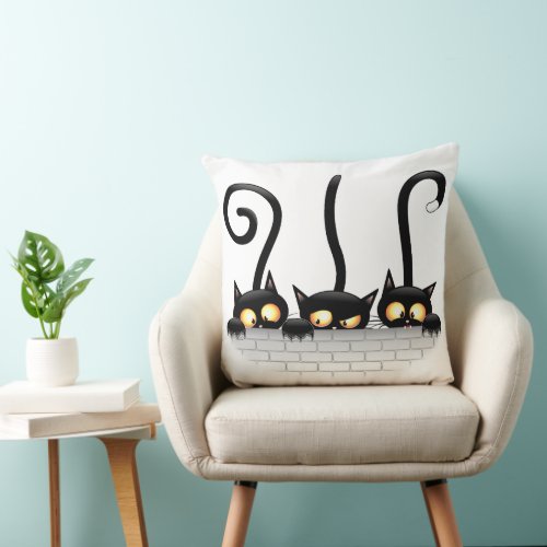 Cats Naughty Playful and Funny Characters Throw Pillow