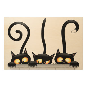 Cats Naughty, Playful and Funny Characters Wood Wall Art