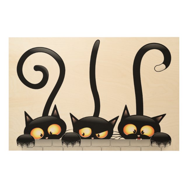 Cats Naughty, Playful and Funny Characters Wood Wall Art (Front)