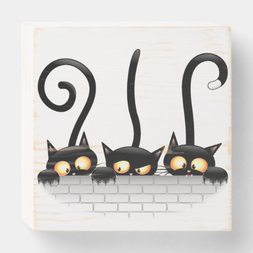 Cats Naughty Playful and Funny Characters Wooden Box Sign