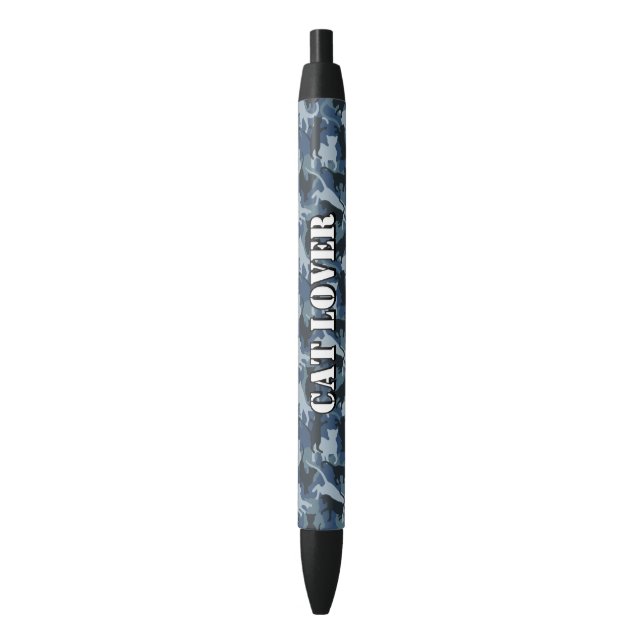 Cats Navy Camouflage Blue Ink Pen (Front Vertical)