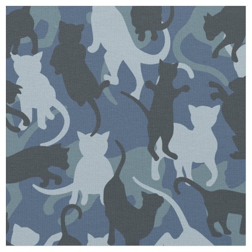 Cats Navy Camouflage Fabric