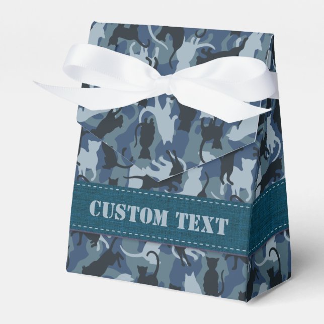 Cats Navy Camouflage Favor Boxes (Front Side)