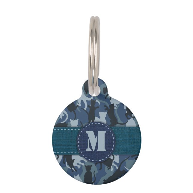 Cats Navy Camouflage Pet ID Tag (Front)