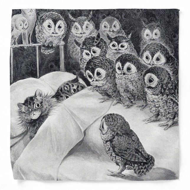 Cats Nightmare Owl Bird, Louis Wain Bandana (Front)
