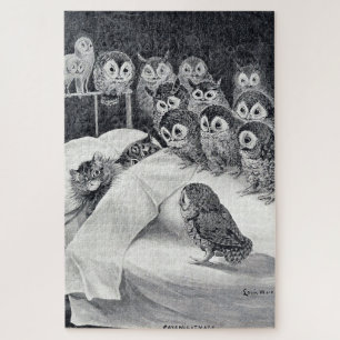 Cats Nightmare Owl Bird, Louis Wain Jigsaw Puzzle