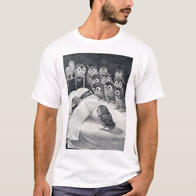 Cats Nightmare Owl Bird, Louis Wain T-Shirt (Front)