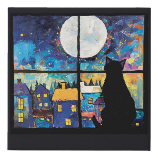 Cat's Nighttime View wall art canvas
