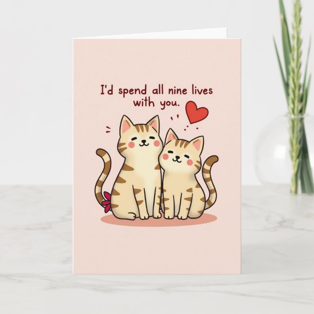 Cats Nine Lives Love Card (Front)